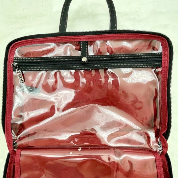 Maxx New York 13" Makeup Bag Black Nylon Outside Clear PVC Inside - Picture 7 of 11